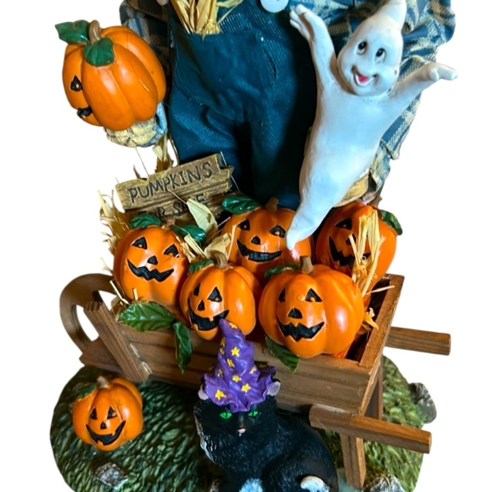 Vintage Halloween Scarecrow Fabric and Paper Mache 11” Figurine Autumn Harvest - Picture 4 of 13